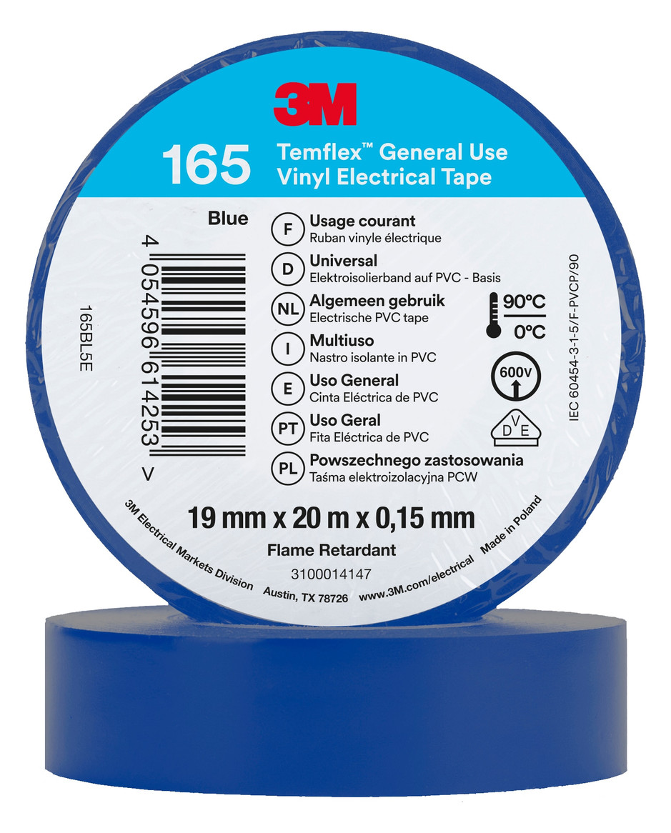 100St. 3M Temflex 165 Isolierband Blau 19mmx20m