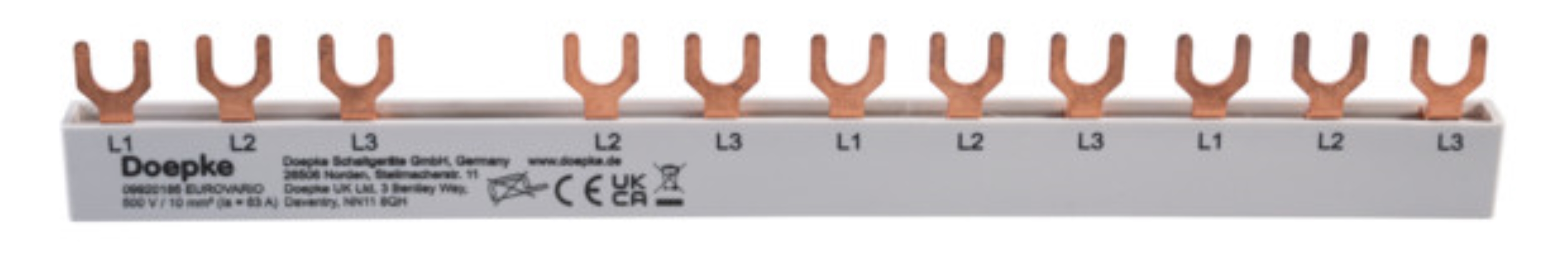 1St. Doepke EV-SG3/N.8.120 3-Phasenschiene für 1xFI 8xLS 1pol Gabel 12TE