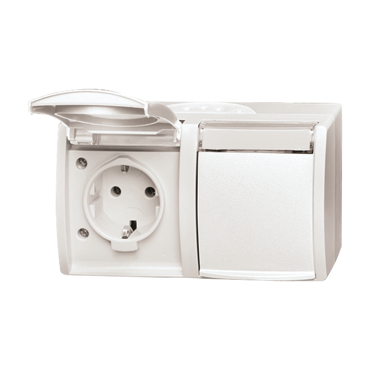 1St. Busch-Jaeger 20/2 EWN-54 SCHUKO Steckdose, 2-fach ocean (IP 44) alpinweiß