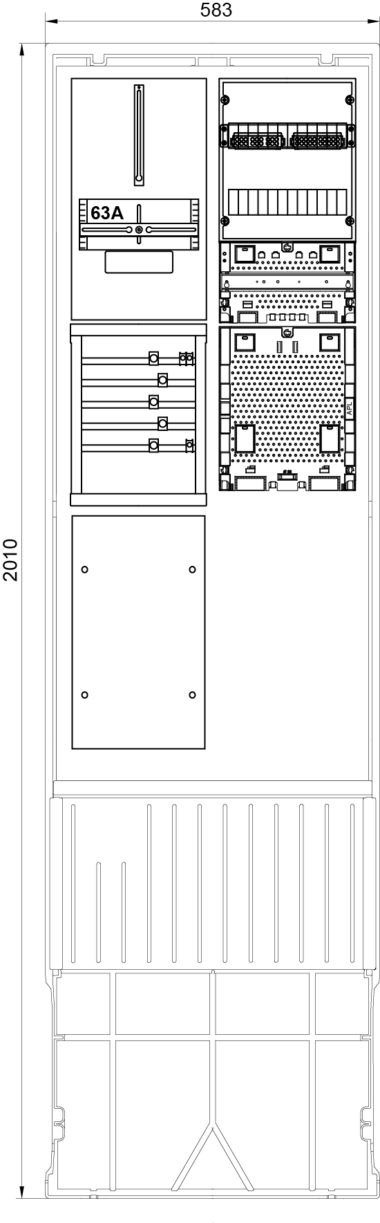 1St. F-Tronic ZSA202-2-ZK-APZRFZHO Zähleranschlusssäule 2-feldrig, H=2010mm, 3.HZ, ohne Haube, ZSA202-2-ZK-APZRFZHO 7160184