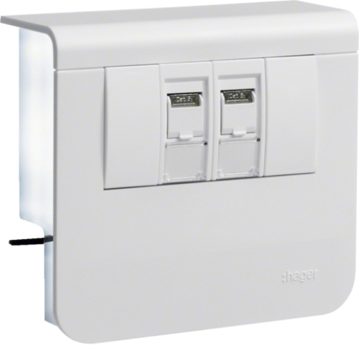1St. Hager SL200559079016 Geräteträger Datenanschluss 2xCat.6A zu SL 20x55mm verkehrsweiß