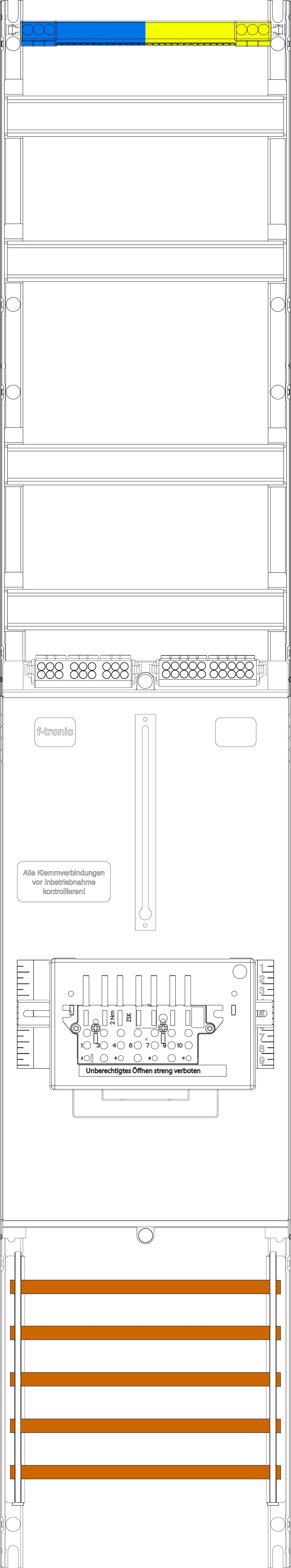 1St. F-Tronic VZ6-ZSK Zählerfeld VZ6-ZSK,1-feldrig, H=1350mm, 1-3.HZ, 1 ZSK-Set, Vert. 2r 7143450