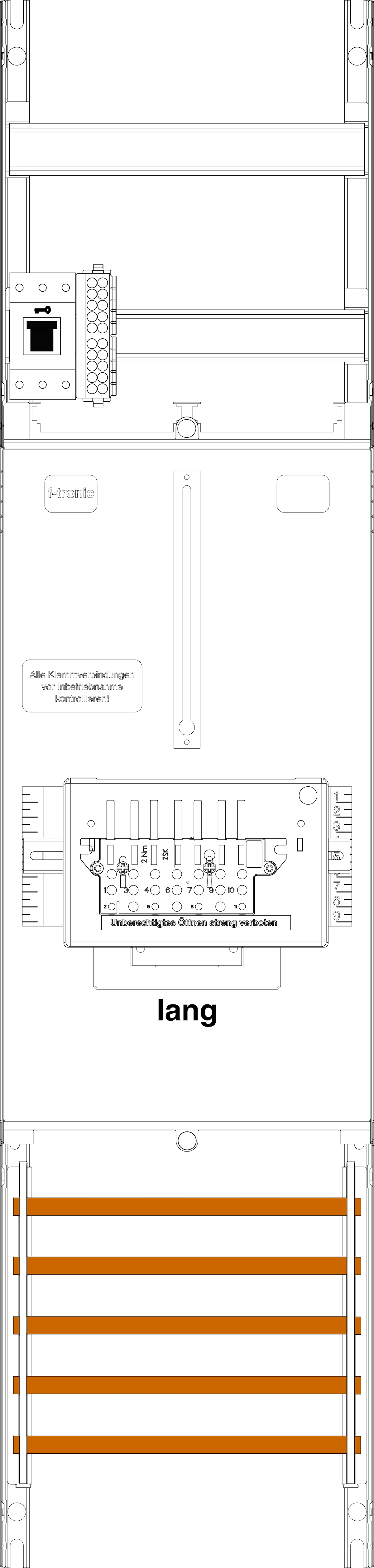 1St. F-Tronic Z1BL-ZSK-HSS Zählerfeld Z1BL-ZSK-HSS, 1-feldrig, H=1050mm, 1-3.HZ, lange Kabel, 1 ZSK-Set, 1 HSS 7141551