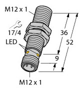 1St. Turck 46070 Induktiver Sensor, mit erhöhtem Schaltabstand, Standard BI4-M12-AP6X-H1141