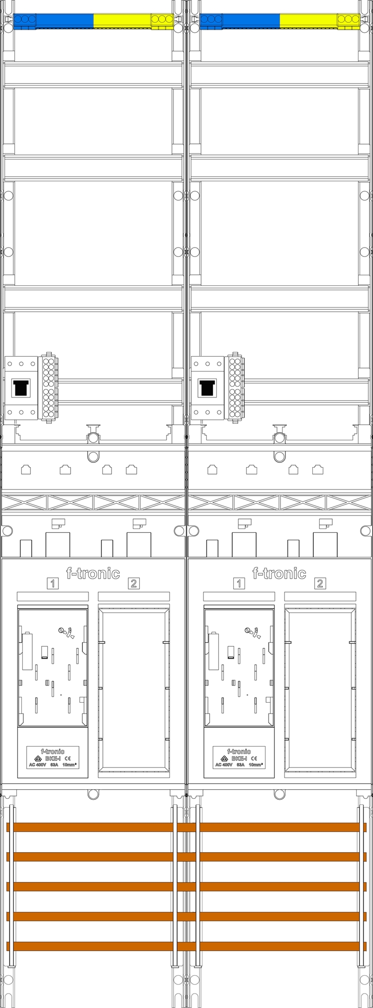1St. F-Tronic ER29-HSP Zählerfeld ER29-HSP, 2-feldrig, H=1350mm, 2-eHZ, 2 HSP, 2 Res. 7143052