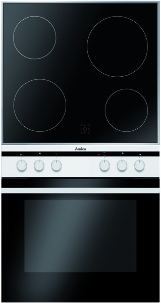 1St. AMICA EHC 12717-2 W Herd-Set Glaskeramik Kochfeld, weiß, Uml