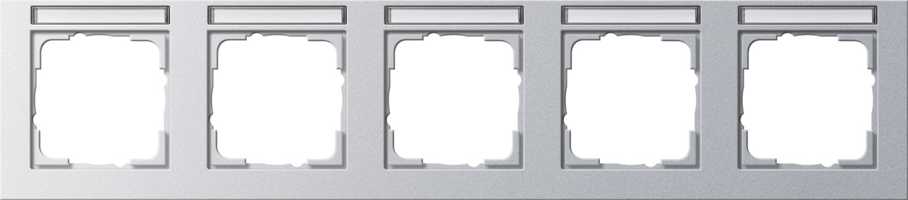 1St. Gira 109525 Rahmen 5fach waager. mit Beschriftungsfeld E2 Farbe Alu