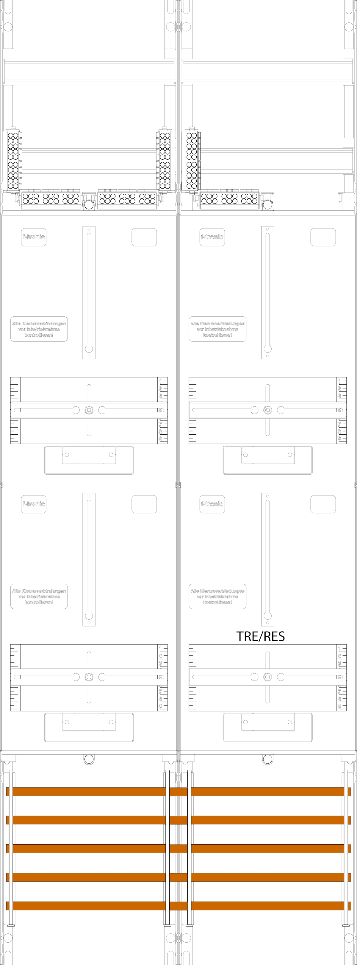 1St. F-Tronic Z16ZR6 Zählerfeld Z16ZR6, 2-feldrig, H=1350mm, 3-3.HZ, 1 TRE 7143309