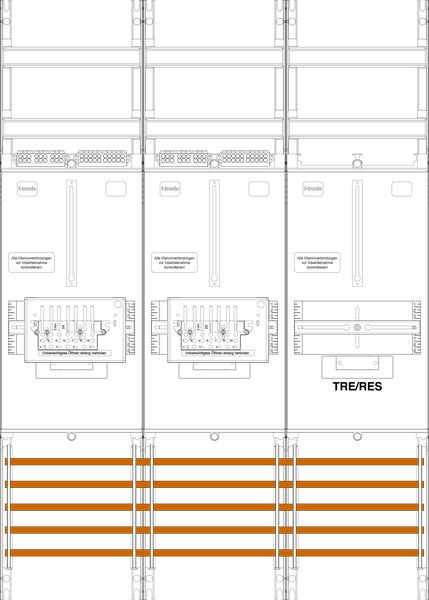 1St. F-Tronic Z21BR1B-ZSK Zählerfeld Z21BR1B-ZSK, 3-feldrig, H=1050mm, 2-3.HZ, 2 ZSK-Set, 1 TRE 7141454