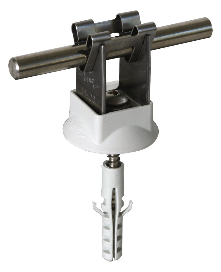 50St. Dehn 207109 Leitungshalter Dehngrip NIRO f. Rd 8mm H 20mm m. Dübel 8x40mm u. Holzschraube 50St. Dehn 207109 Leitungshalter Dehngrip NIRO f. Rd 8mm H 20mm m. Dübel 8x40mm u. Holzschraube