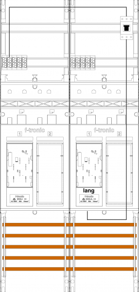 1St. F-Tronic ER26L-PV Zählerfeld ER26L-PV, 2-feldrig, H=1050mm, 2-eHZ, Kaskade, 1 HSP, 2 Res. 7141027