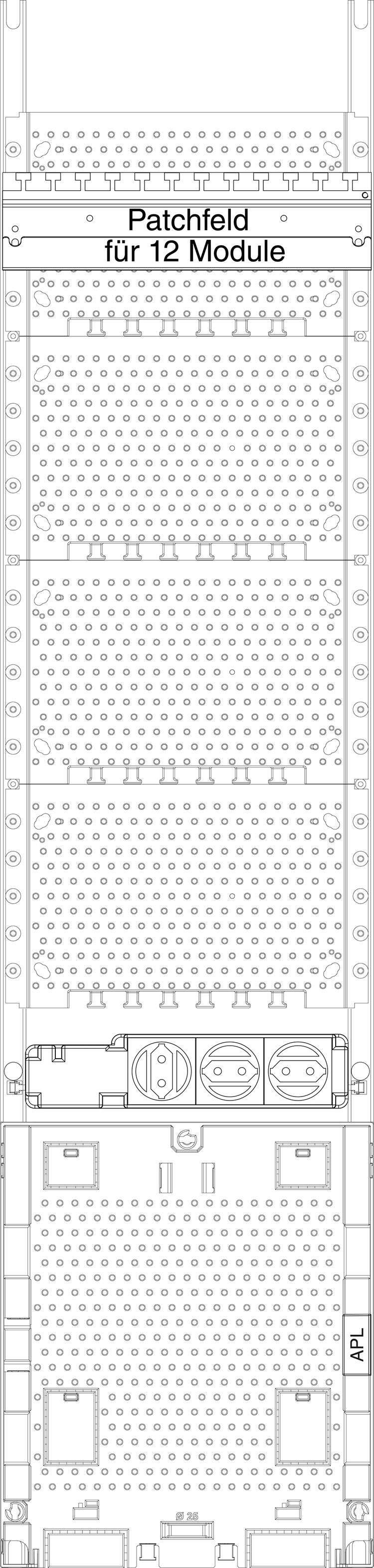 1St. F-Tronic KX7APZ-MP2 Multimediafeld KX7APZ-MP2, 1-feldrig, H=1050mm, APZ-Platz, inkl. APL-Set, mit MVAP2 7141683
