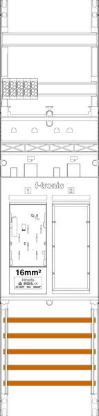 1St. F-Tronic ER6-16L Zählerfeld ER6-16L, 1-feldrig, H=1050mm, 1-eHZ 16mm², lange Kabel, 1 Res 7141005