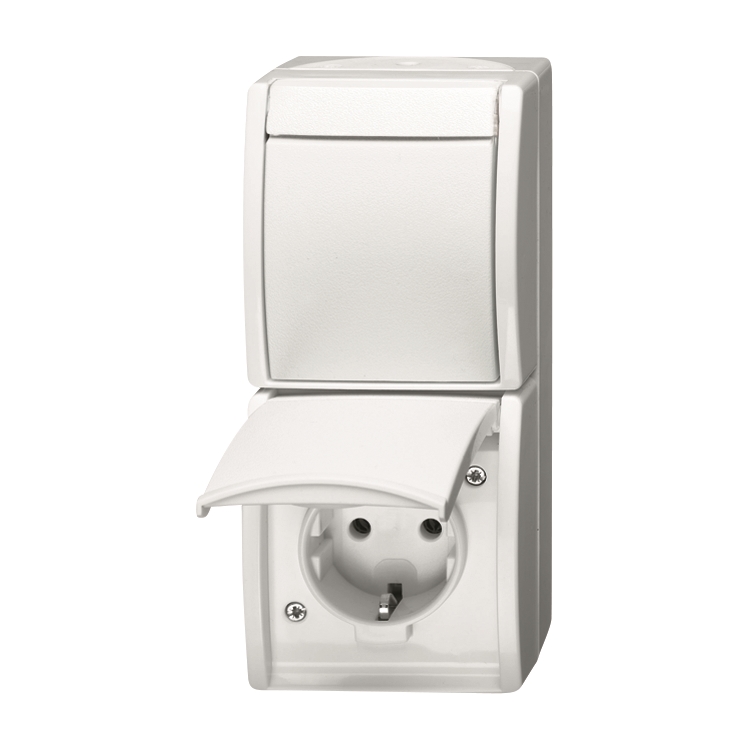 1St. Busch-Jaeger 2601/6/20 EW-54 Kombination SCHUKO Steckdose, mit Wippschalter, Aus- und Wechselschaltung ocean (IP 44