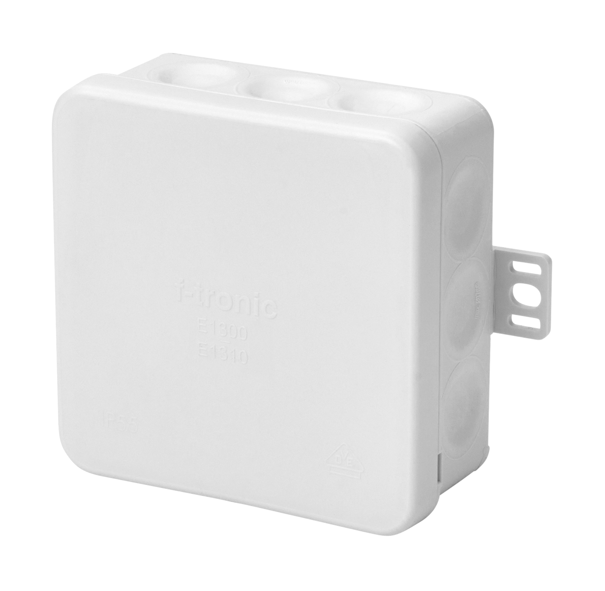 10St. F-Tronic E1300ws FR Abzweigkasten E1300ws, 85x85x37mm, IP55, ws/ws, mit Durchstoßmembran 7340471