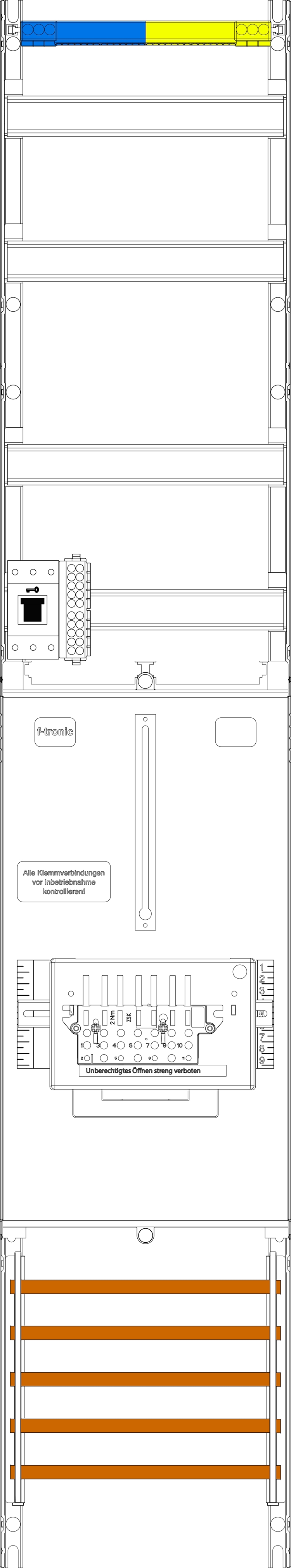 1St. F-Tronic VZ6-ZSK-HSS Zählerfeld VZ6-ZSK-HSS, 1-feldrig, H=1350mm, 1-3.HZ, 1 ZSK-Set, 1 HSS, Vert.2r 7143550