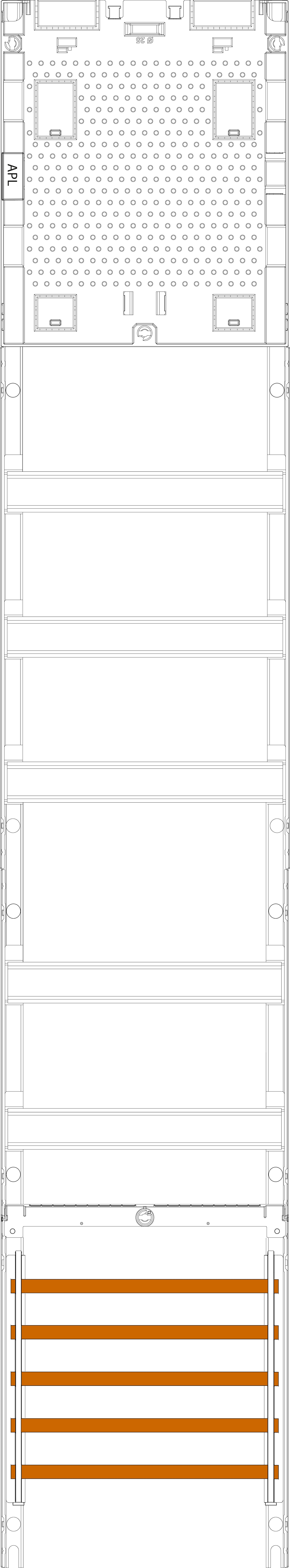 1St. F-Tronic 9RFZAPZS Verteilerfeld 9RFZAPZS, H=1350mm, 1-feldrig, 5-reihig, APZ-Platz inkl. APL,SaS 5-pol. 7143644