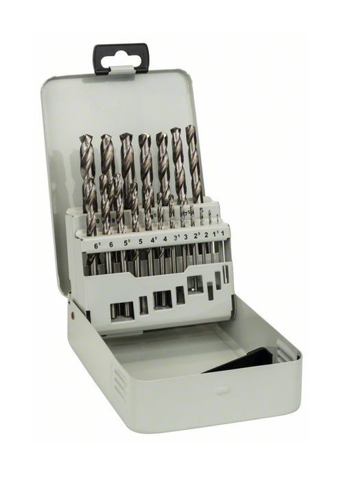 1St. Bosch 2607018726 Metallbohrer-Set HSS-G, DIN 338, 135 , 19-teilig, 1 - 10 mm, Metallkassette 19tlg. Metallkassette Metallbohrer-Set HSS-G, DIN