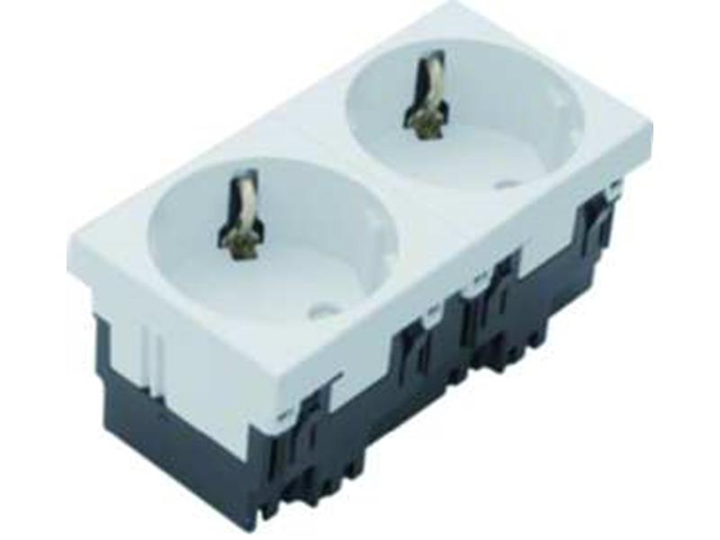 1St. Hager ESR2339010 Steckdose 2-f 33 16A/250V Rastec 45 reinweiß