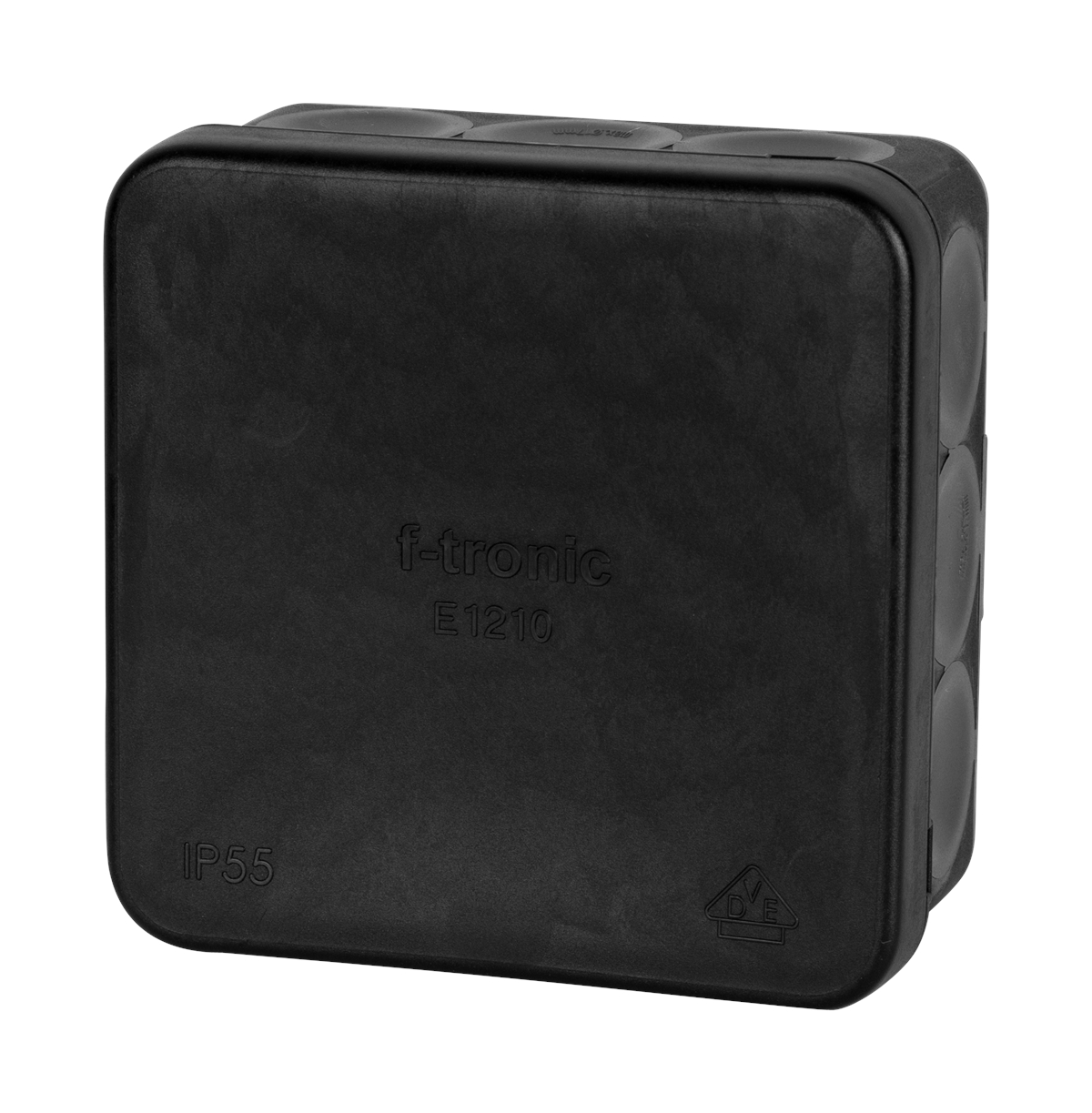 10St. F-Tronic E1210sw FR Abzweigkasten E1210sw, 80x80x37mm, IP55, sw/gr, o. Laschen,m. Durchstoßmembran 7340168