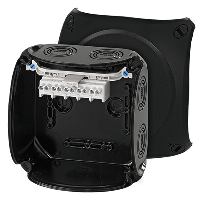 5St. Hensel KF 0604 B Kabelabzweigkasten 1,5-4 qmm 6 qmm 1phasig, 5polig, schwarz 62000054 KF0604B