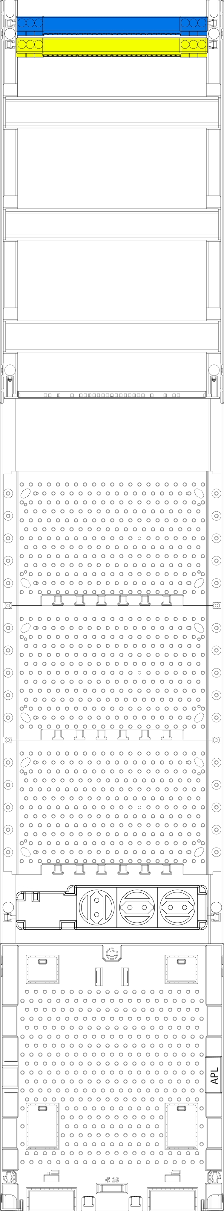 1St. F-Tronic VK9APZ Kombinationsfeld VK9APZ, 1-feldrig, H=1350mm, Vert. 3r, APZ-Platz inkl. APL-Set, Komm. 7143652