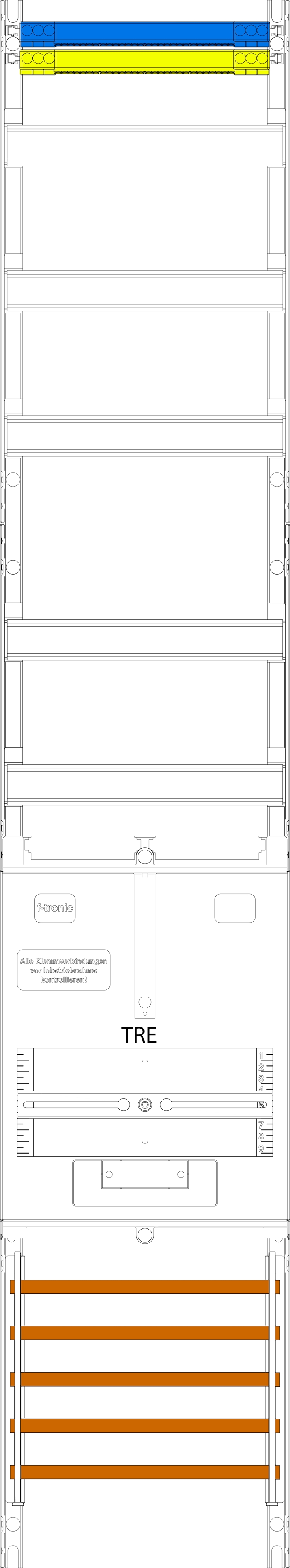 1St. F-Tronic TS9 Tariffeld TS9, 1-feldrig, H=1350mm, 1-TRE-3.HZ 300mm, Vert. 5r, SaS 5-pol. 7143610