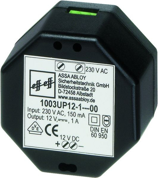 1St. Assaabloy 1003UP-12-1-10 NETZTEIL 1003UP GEREGELT UNTERPUTZ, 230VAC 12VDC 1A