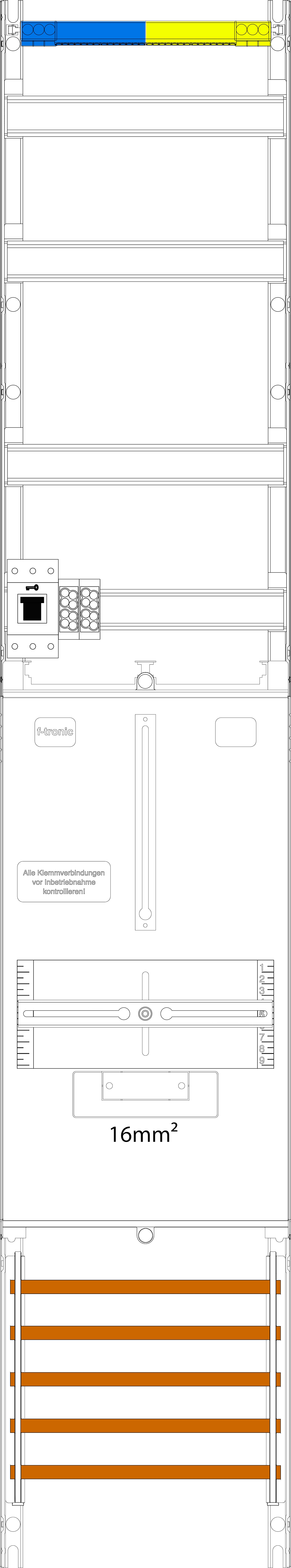 1St. F-Tronic VZ6-16-HSS Zählerfeld VZ6-16-HSS,H=1350mm, 1-feldrig, 1-3.HZ 16mm², 1 HSS, Vert. 2r 7143413