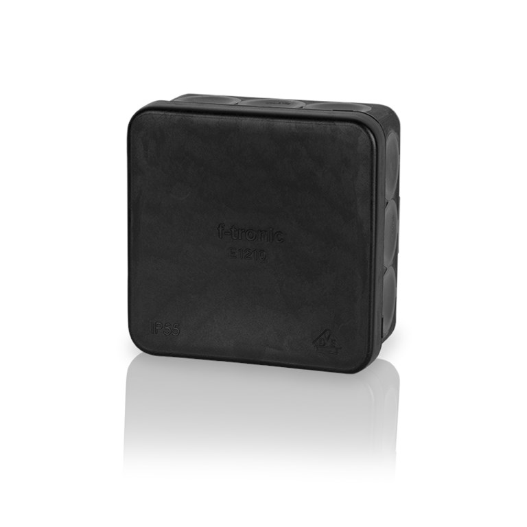 10St. F-Tronic E1210sw FR Abzweigkasten E1210sw, 80x80x37mm, IP55, sw/gr, o. Laschen,m. Durchstoßmembran 7340168
