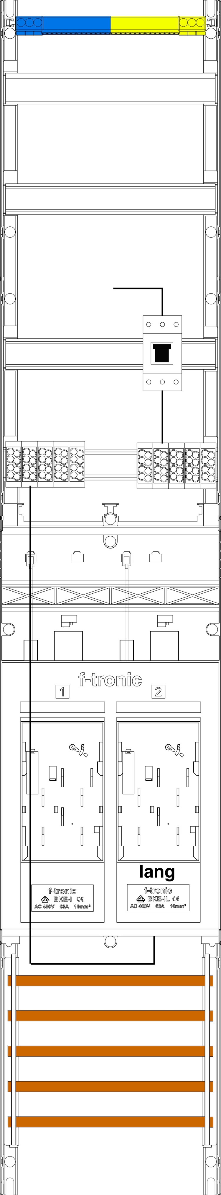 1St. F-Tronic E19DS-10-10L-PV Zählerfeld E19DS-10-10L-PV, 1-feldrig, H=1350mm, 2-eHZ, mit DS, Kaskade, 1 HSP 7143176