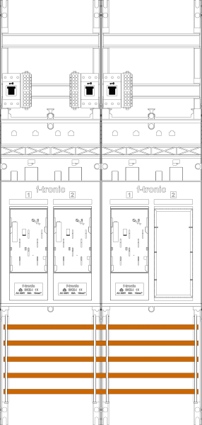 1St. F-Tronic E16ER6-HSS Zählerfeld E16ER6-HSS, 2-feldrig, H=1050mm, 3-eHZ, 3 HSS, 1 Res. 7141119