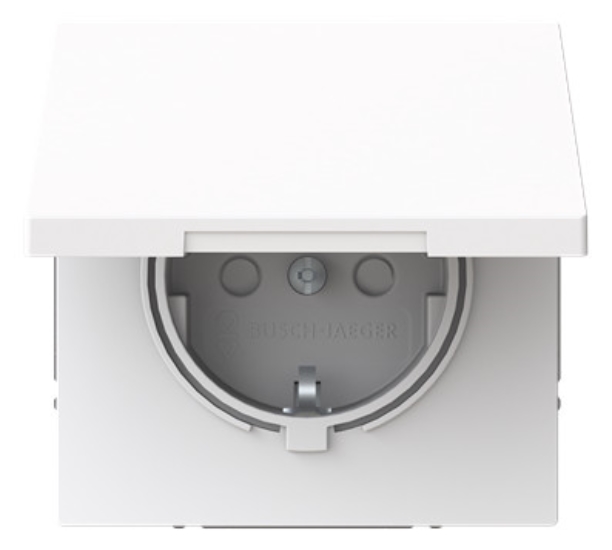 1St. Busch-Jaeger 20 EUKB-44G SCHUKO® Steckdose Safety+, studioweiß mit Klappdeckel Busch-art linear® studioweiß 2CKA002018A1575