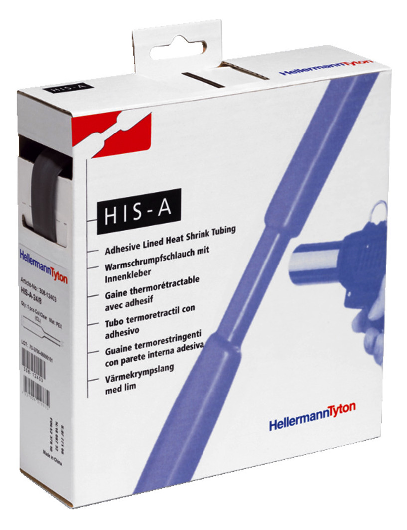5m Hellermann Tyton 308-10600 Warmschrumpfschlauch 3:1 HIS-A-6,0/2,0 PO-X schwarz 5m