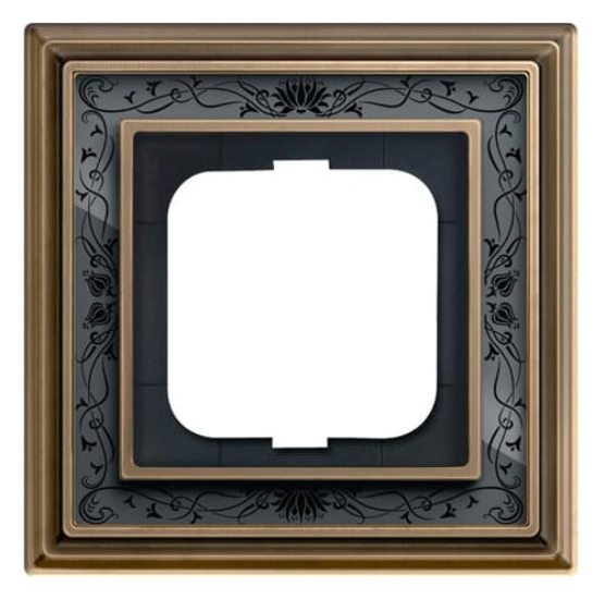 1St. Busch-Jaeger 1721-843 1-fach Rahmen Busch-dynasty Messing antik Dekor anthrazit