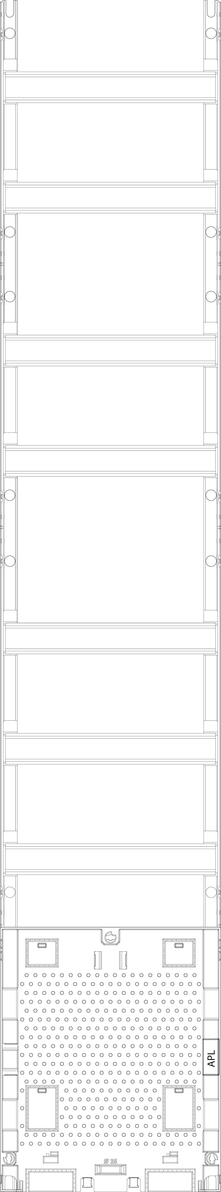 1St. F-Tronic VG9APZ Verteilerfeld VG9APZ, H=1350mm, 1-feldrig, 7-reihig, APZ-Platz, inkl. APL-Set, OA geschl. 7143622