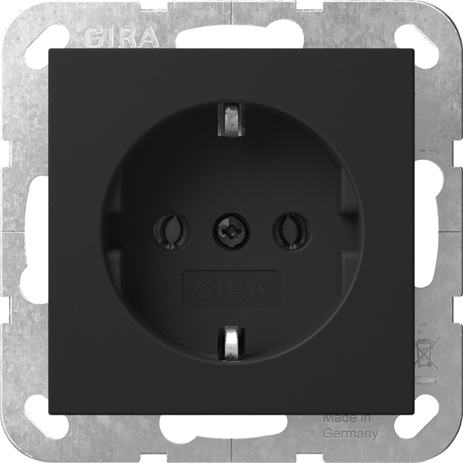 1St. Gira 4180005 SCHUKO-Steckdose 16A 250V Schraubklemmen, Schwarz matt