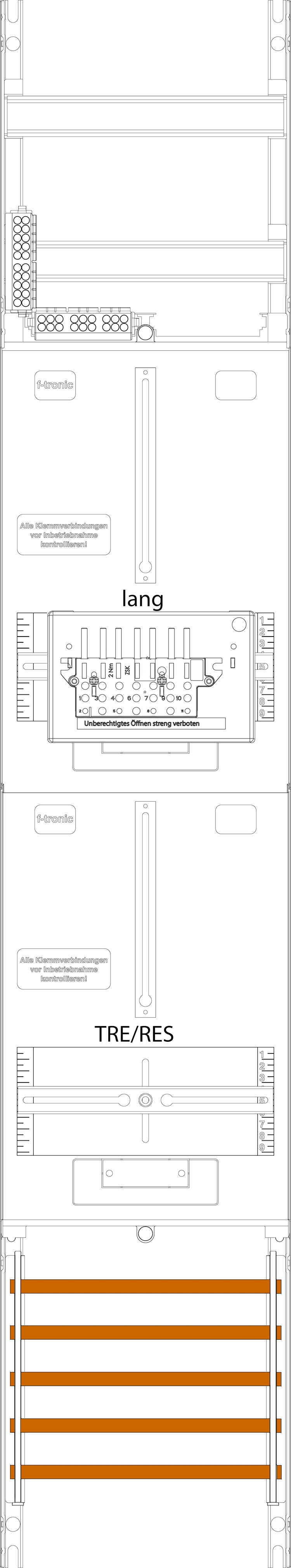 1St. F-Tronic ZR6L-ZSK Zählerfeld ZR6L-ZSK, 1-feldrig, H=1350mm, 1-3.HZ lange Kabel, 1 ZSK-Set, 1 TRE 7143453