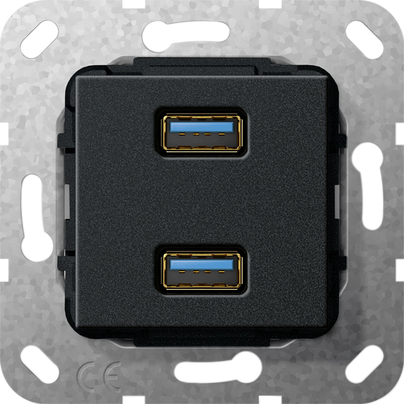 1St. Gira 568510 USB 3.0 A 2fach K-Peitsche Einsatz Schwarz m