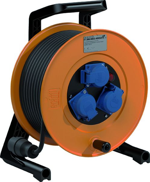 1St. Schill 230 40 424 000 Kunststoff-Kabeltrommel mit 3 Maschinensteckdosen Mit 40 m Kabel H07RN-F 3G1,5 IT 266.MD3.40KS315