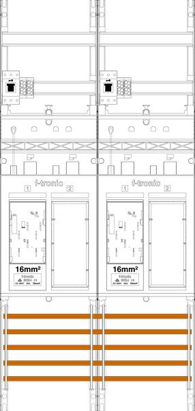1St. F-Tronic ER26DS-16-HSS Zählerfeld ER26DS-16-HSS, 2-feldrig,H=1050mm,2-eHZ 16mm², mit DS, 2 HSS, 2 Res. 7141256