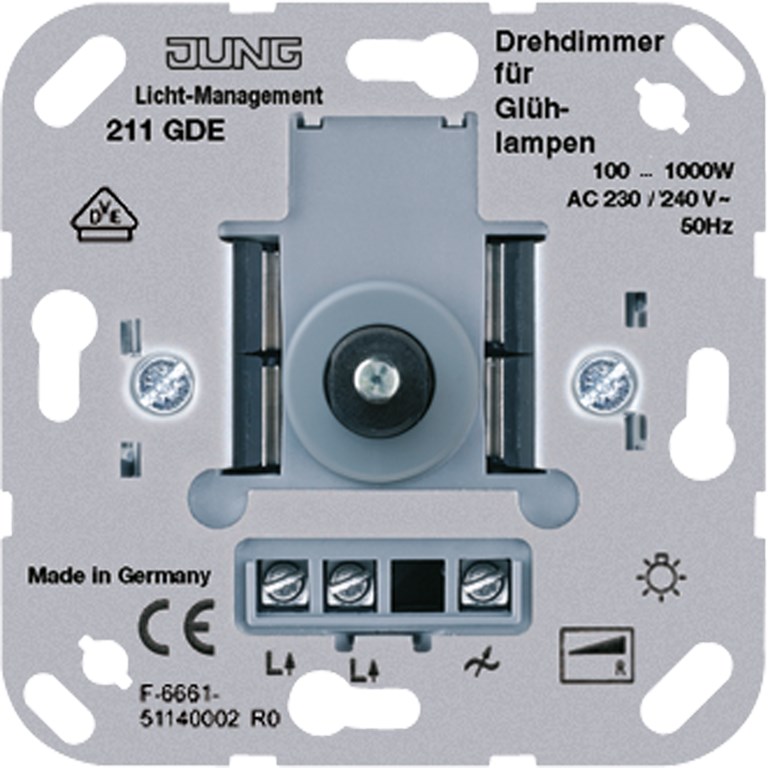 1St. Jung 211GDE Drehdimmer mit Druck-wechselschalter 211 GDE 1St. Jung 211GDE Drehdimmer mit Druck-wechselschalter 211 GDE