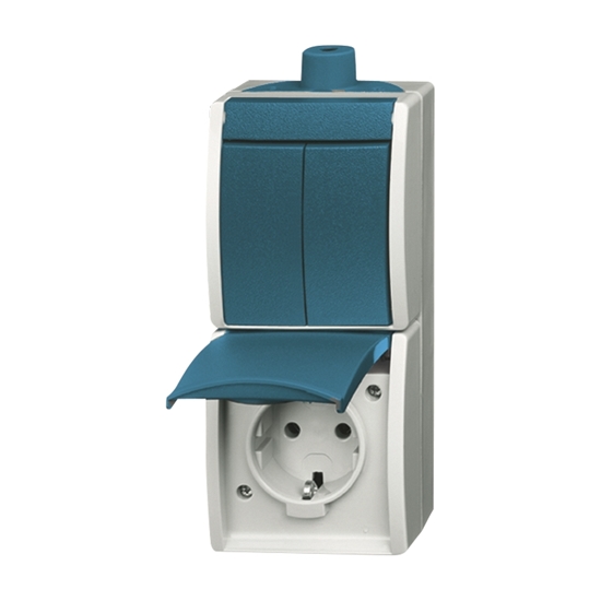 1St. Busch-Jaeger 2601/5/20EW-53-503 Kombination SCHUKO Steckdose, mit Wippschalter, Serienschaltung ocean (IP 44) grau/