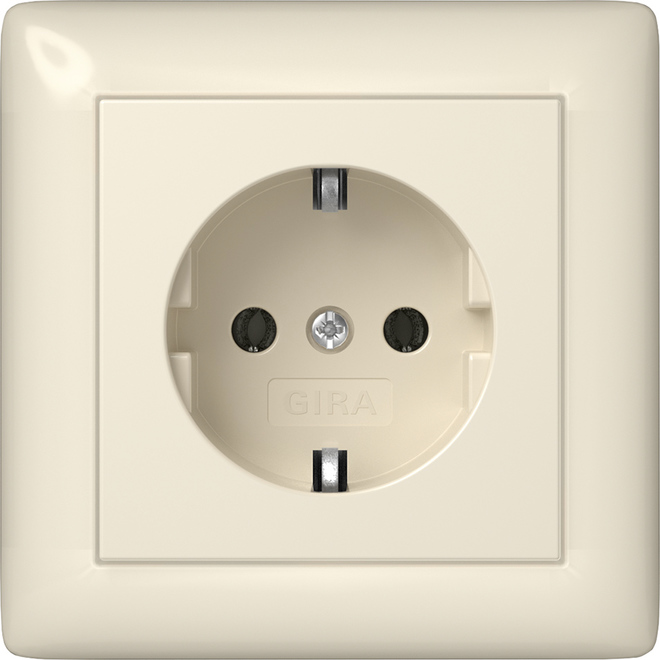 1St. Gira 444001  Steckdose 16A 250V mit Vollplatte für Einzelmontage, Cremeweiß glänzend