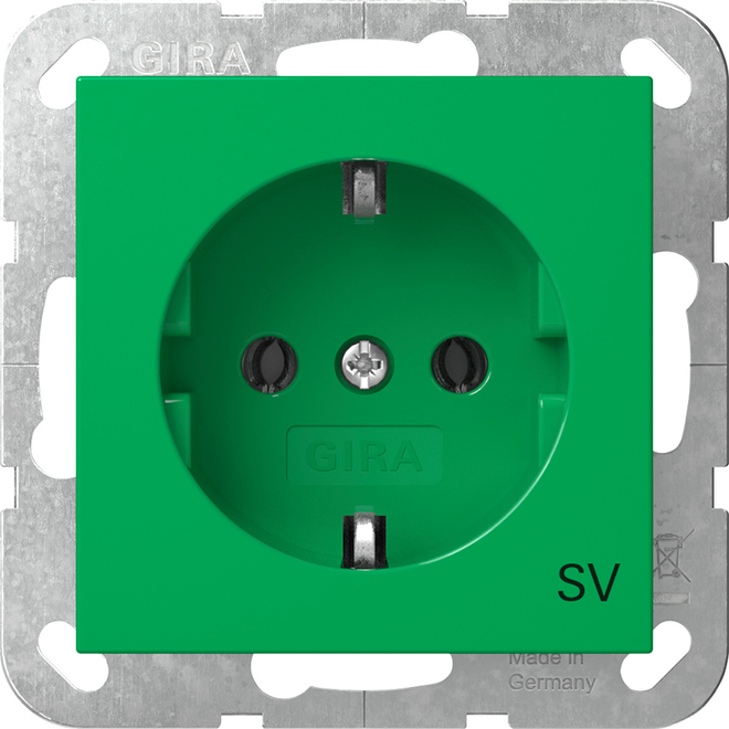 1St. Gira 4188107 Steckdose 16A 250V mit Aufdruck SV, Grün glänzend