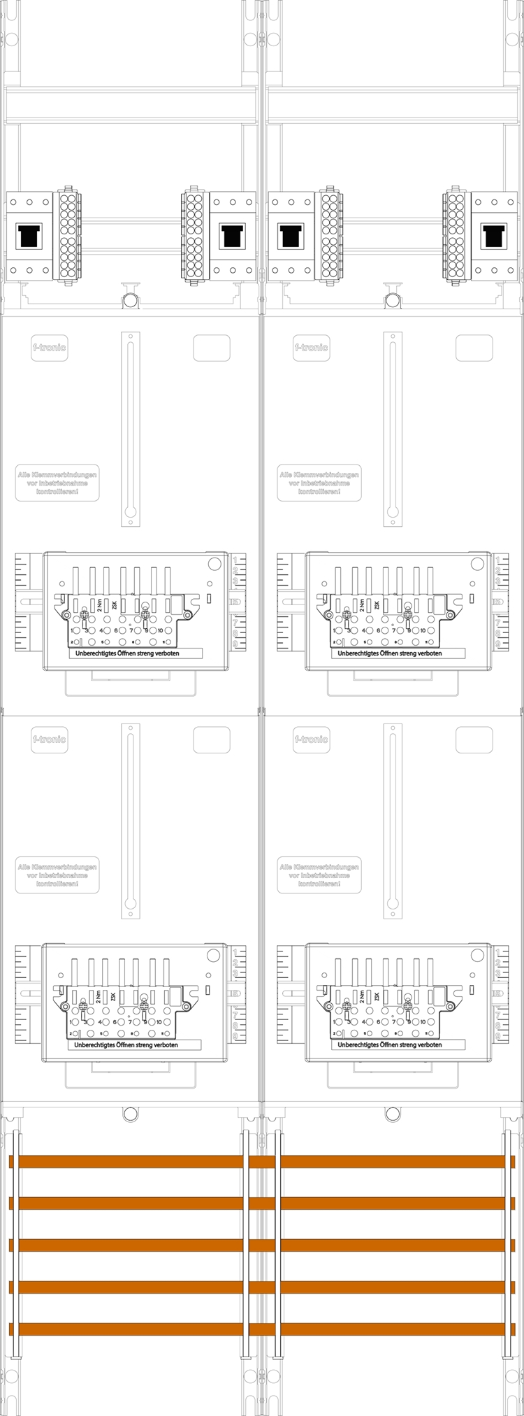1St. F-Tronic Z216-HSP Zählerfeld Z216-HSP, 2-feldrig, H=1350mm, 4-3.HZ, 4 HSP 7143360