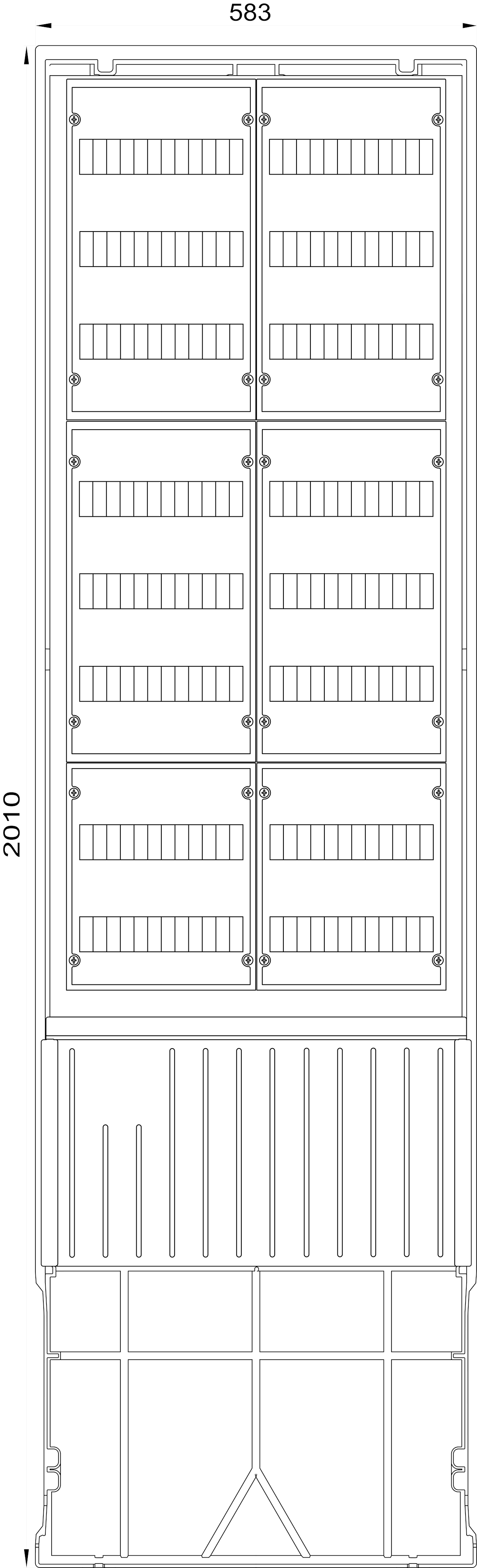 1St. F-Tronic ZSA202-2-V18 Verteilersäule 8-reihig, 2-feldrig, H=2010mm, ZSA202-2-V18 7160169