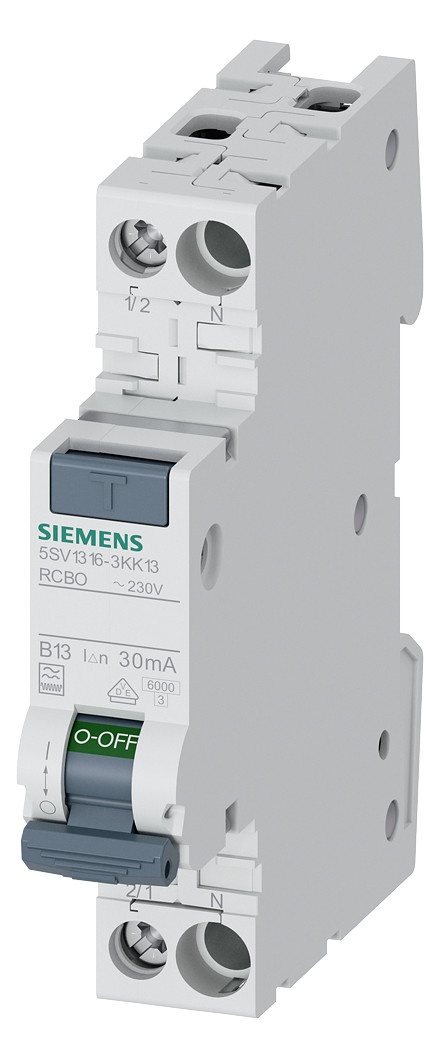 1St. Siemens FI/LS kompakt 1P+N 6kA Typ F 30mA, superresistent K, B13