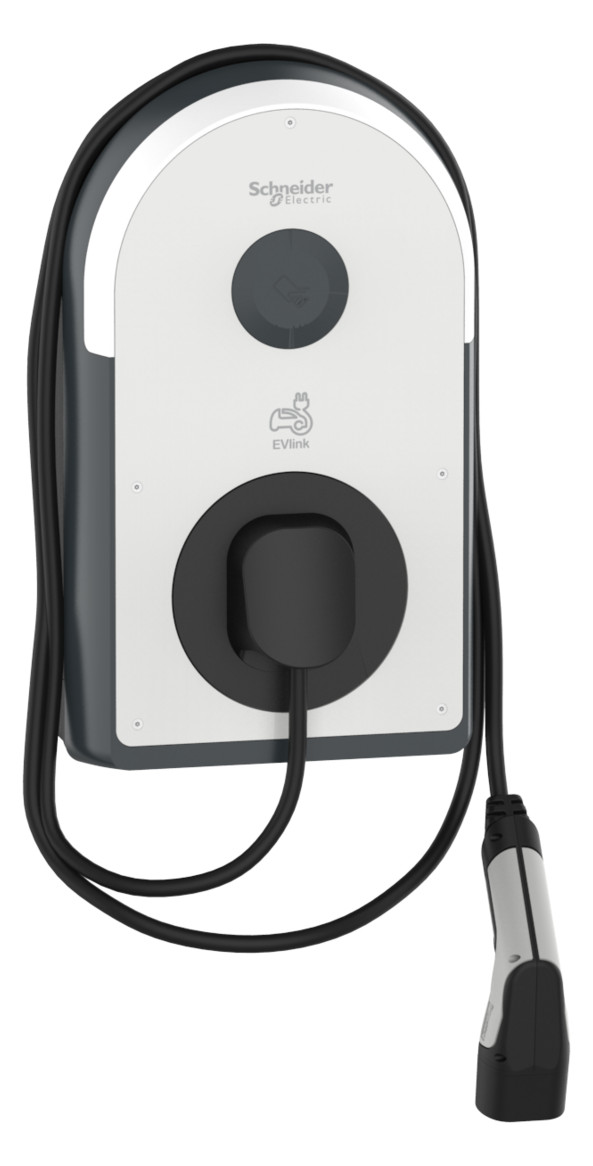 1St. Schneider Electric EVB3S22NC0M Pro AC Wallbox, 22kW, T2 Kabel, MID, 6mA, IP55, IK10, NFC/RFID Reader