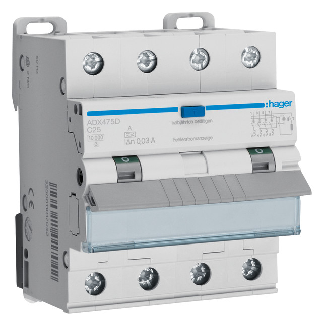 1St. Hager ADX475D FI-LS 4P 10kA C-25A 30mA Typ A